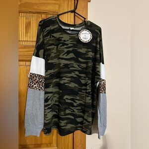 Camouflage and Leopard Long Sleeve Top